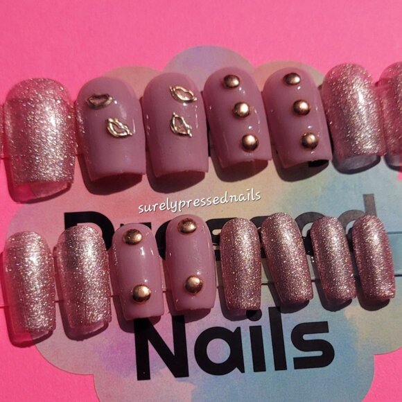 Shimmer Pink Kiss Charmed Square Press on Nails - Picture 4 of 4